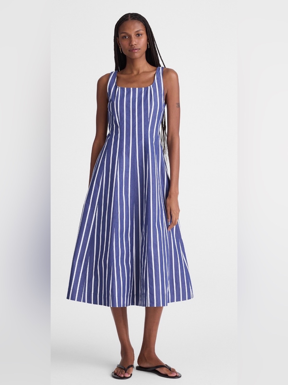 NWT Madewell The Rylee Midi Dress in Stripe Blue White 00 $168